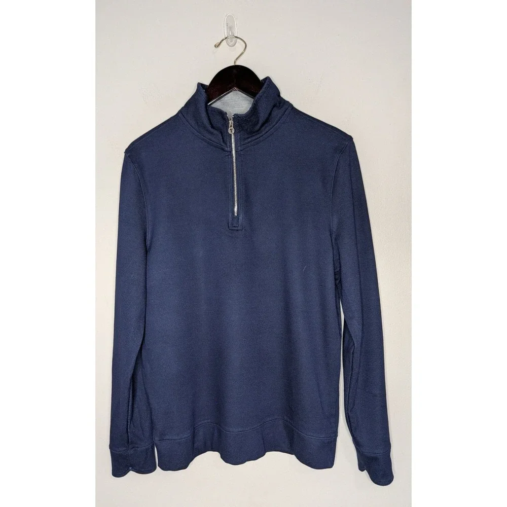 Twillory Men Size M Tailored Performance 1/4 Zip Sweater Navy Blue Pullover Golf